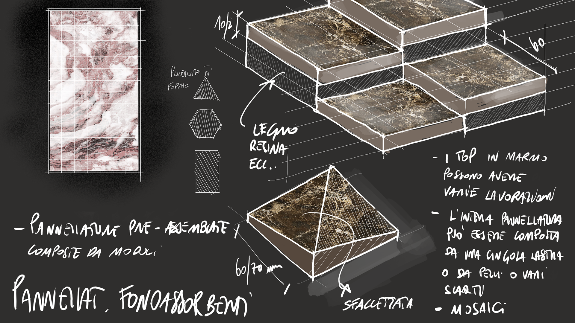 Sketches and concepts – creative reuse of marble waste 4